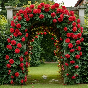 Роза плетистая Алый Триумф купить по цене от 319р. в интернет-магазине «Посадика» с доставкой почтой в в Ижевске и по всей России – [изображение №1].